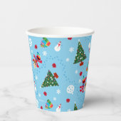 Gobelets En Papier Motif de Noël bleu Elmo & Tango (Recto)
