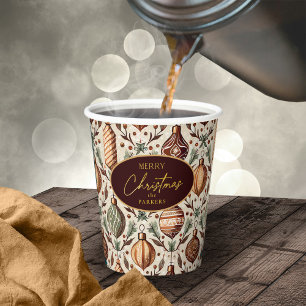 Gobelets En Papier Motif de Noël Earth Tones #12 ID1009