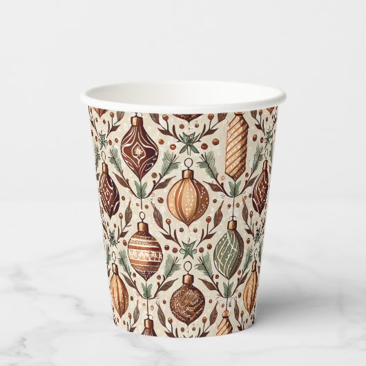 Gobelets En Papier Motif de Noël Earth Tones #12 ID1009 (Verso)