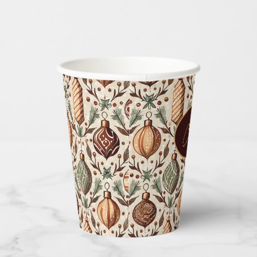 Gobelets En Papier Motif de Noël Earth Tones #12 ID1009 (Droite)