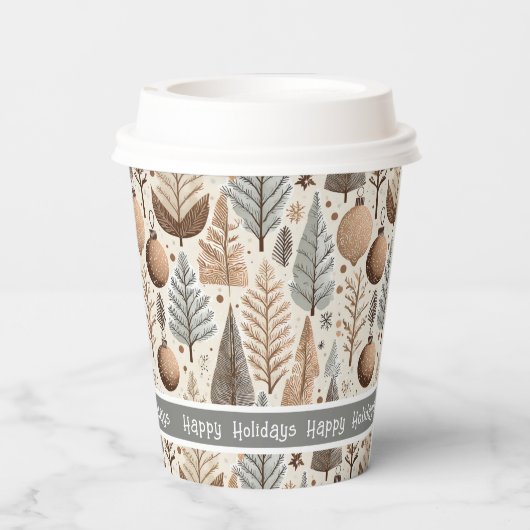 Gobelets En Papier Motif de Noël Earth Tones #25 ID1009 (Verso)