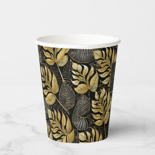 Gobelets En Papier Motif de Noël en or noir #29 ID1009 (Droite)