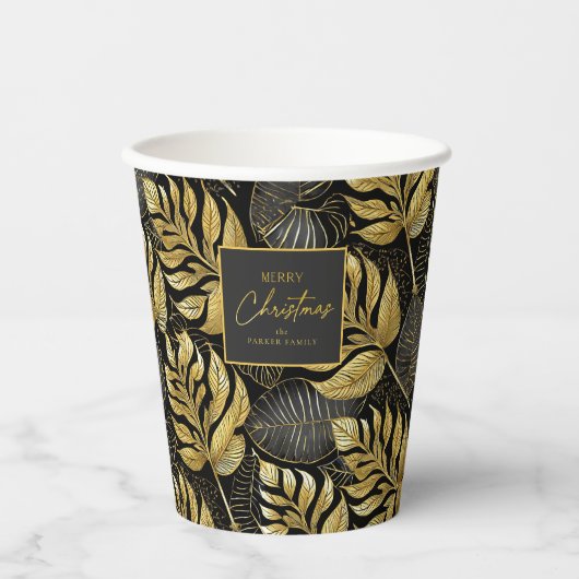 Gobelets En Papier Motif de Noël en or noir #29 ID1009 (Recto)