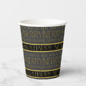 Gobelets En Papier Motif de Noël en or noir #35b ID1009 (Recto)