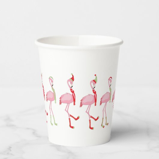 Gobelets En Papier Motif de Noël Flamant rose rose mignon (Gauche)