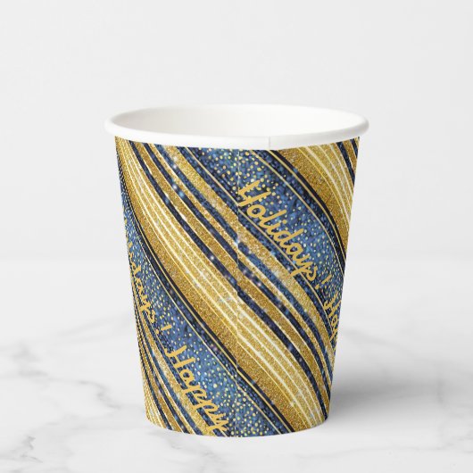 Gobelets En Papier Motif de Noël Gold bleu#28 ID1009 (Droite)