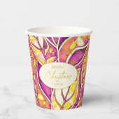 Gobelets En Papier Motif de Noël Magenta Gold#21 ID1009 (Recto)
