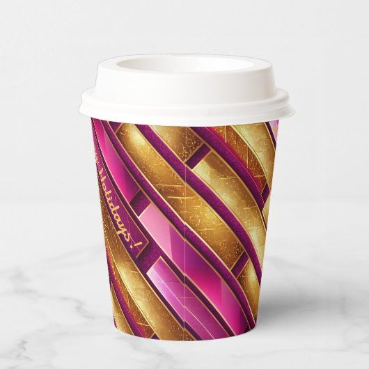 Gobelets En Papier Motif de Noël Magenta Gold#28 ID1009 (Droite)