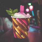 Gobelets En Papier Motif de Noël Magenta Gold#28 ID1009