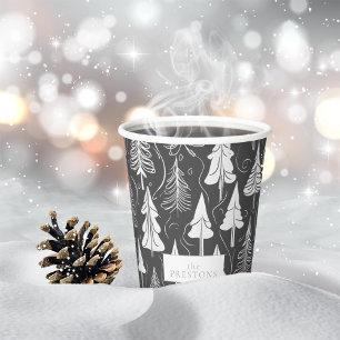 Gobelets En Papier Motif de Noël noir blanc #6 ID1009
