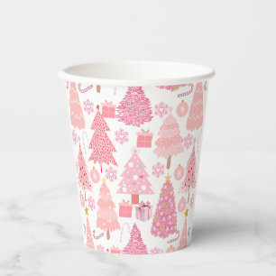 Gobelets En Papier Motif de Noël rose