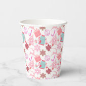 Gobelets En Papier Motif de Noël rose 02 (Verso)