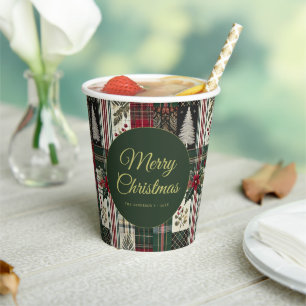 Gobelets En Papier Motif de Noël rustique moderne