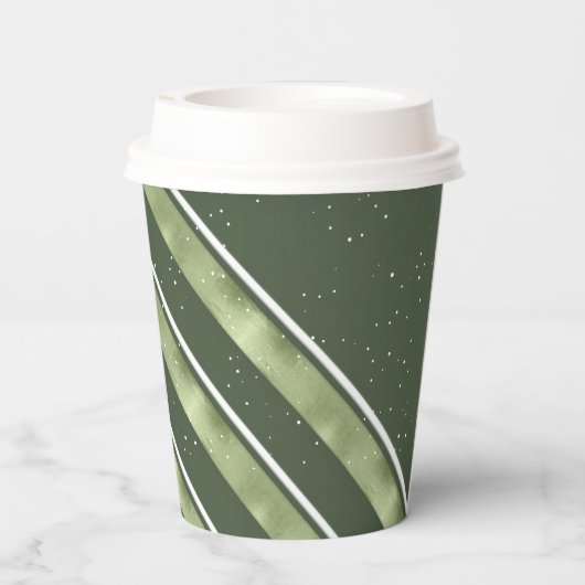 Gobelets En Papier Motif de Noël Vert/Blanc ID862 (Verso)