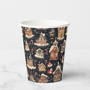Gobelets En Papier Motif de Noël vintage Woodland (14)