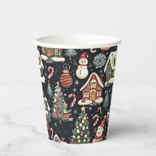 Gobelets En Papier Motif de Noël vintage Woodland (5)