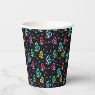 Gobelets En Papier Motif de papillon noir coloré
