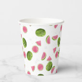 Gobelets En Papier Motif de pastèque rose et vert d'été (Verso)