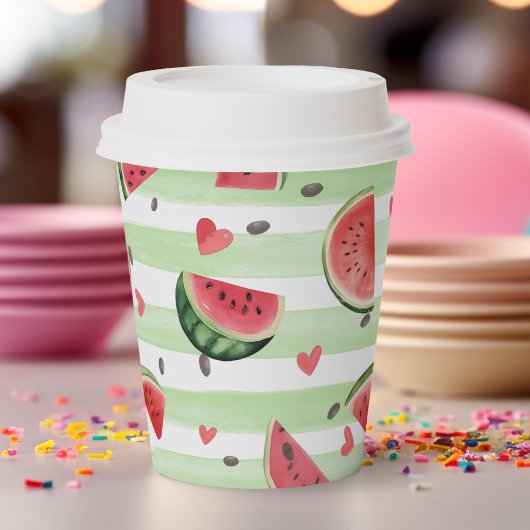 Gobelets En Papier Motif de pastèque rouge, fête d'été