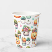 Gobelets En Papier Motif de Planteur Succulent Citrouille mignon (Verso)