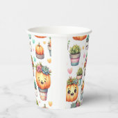 Gobelets En Papier Motif de Planteur Succulent Citrouille mignon (Droite)