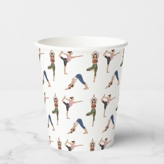 Gobelets En Papier Motif de pleine conscience coloré de poses de yoga (Recto)