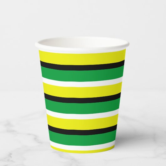 Gobelets En Papier Motif de rayures vert jaune (Recto)