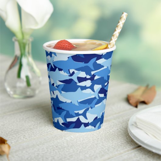 Gobelets En Papier Motif de requin bleu (Insitu)