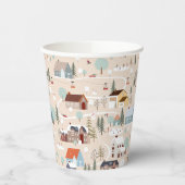 Gobelets En Papier Motif de scène confortable du Village d'hiver (Gauche)