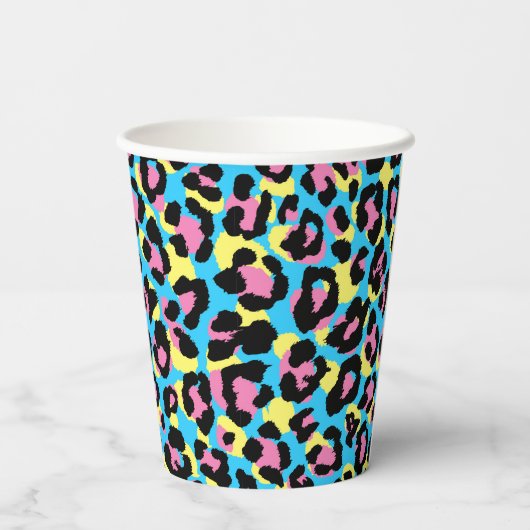 Gobelets En Papier Motif de Spots Neon Leopard (Verso)