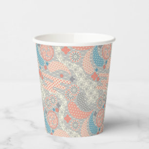 Gobelets En Papier Motif de style japonais. Illustration.