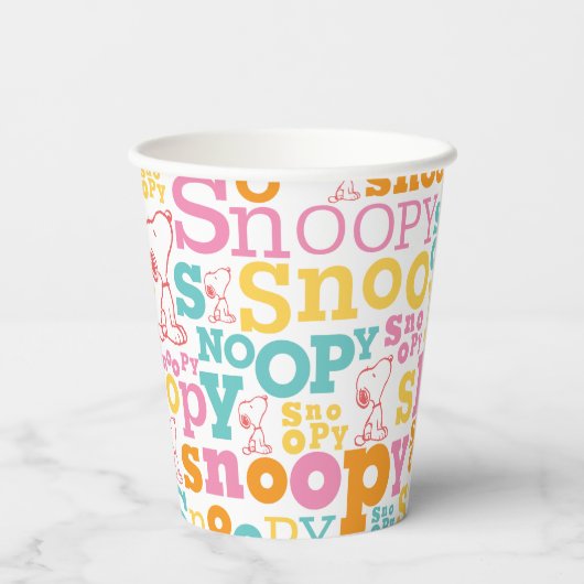 Gobelets En Papier Motif de texte Snoopy Pastel (Verso)