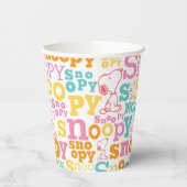 Gobelets En Papier Motif de texte Snoopy Pastel (Gauche)