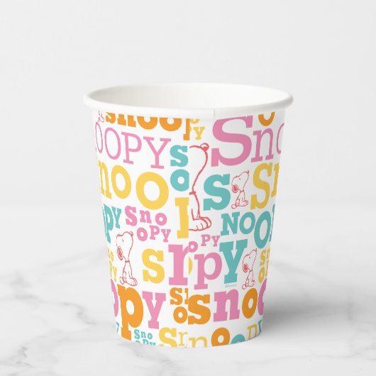 Gobelets En Papier Motif de texte Snoopy Pastel (Droite)