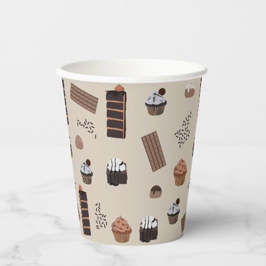Gobelets En Papier Motif de thème chocolat (Recto)