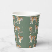 Gobelets En Papier Motif de Tigres d'aquarelle verte tropicale (Droite)