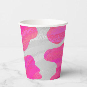 Gobelets En Papier Motif de vache rose et blanche