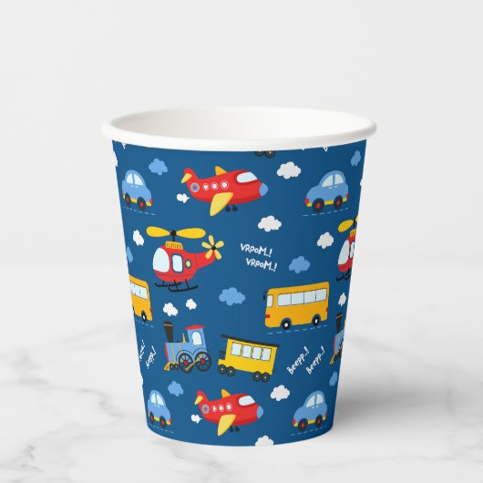 Gobelets En Papier Motif de véhicules de dessin animé mignon (Recto)