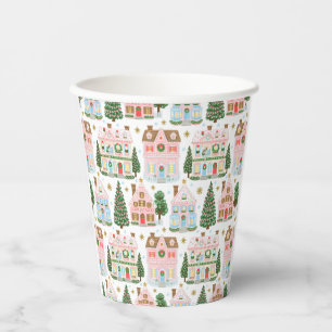 Gobelets En Papier Motif de village de Noël fantaisiste et festif mig