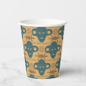 Gobelets En Papier Motif de visage ethnique africain Masque tribal (Recto)