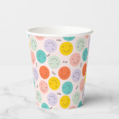 Gobelets En Papier Motif de visage joyeux souriant coloré (Verso)
