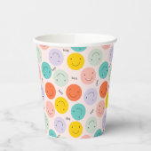 Gobelets En Papier Motif de visage joyeux souriant coloré (Gauche)