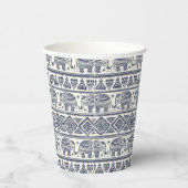 Gobelets En Papier Motif d'éléphant ethnique bleu (Droite)