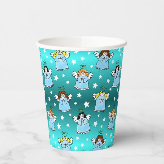 Gobelets En Papier Motif des anges célestes de Noël (Gauche)