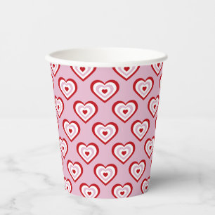 Gobelets En Papier Motif des Coeurs rouges roses