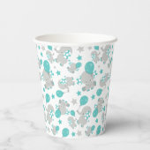 Gobelets En Papier Motif Des Eléphants, Eléphants Mignons - Gris Bleu (Verso)