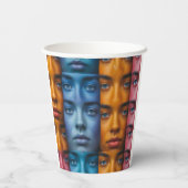 Gobelets En Papier Motif des faces colorées (Verso)