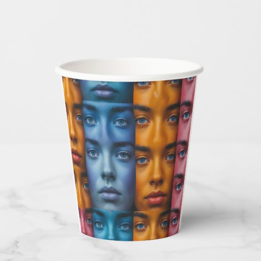 Gobelets En Papier Motif des faces colorées (Recto)
