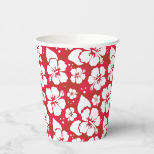 Gobelets En Papier Motif des fleurs d'Hibiscus