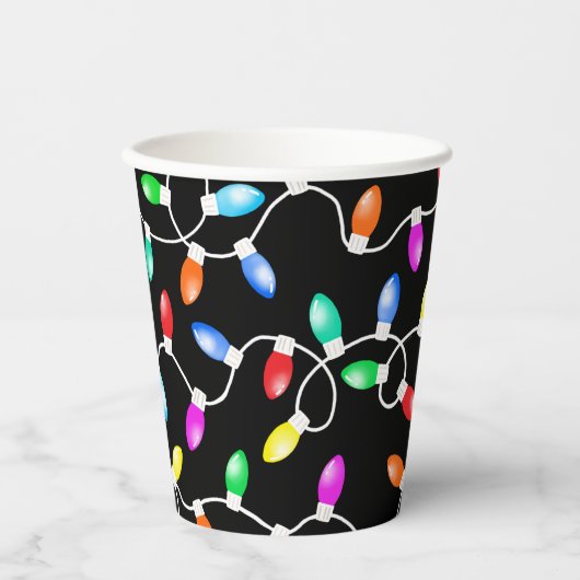 Gobelets En Papier Motif des lumières de Noël (Recto)